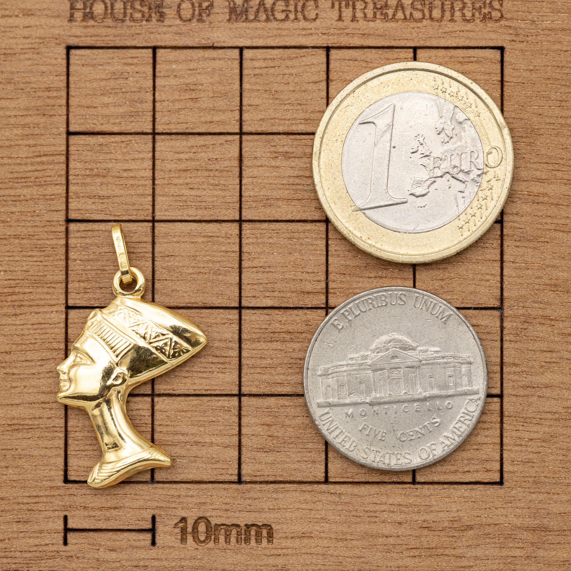  Nefertiti, pendentif royal en or jaune massif 18 carats, porte-bonheur Unisexe 