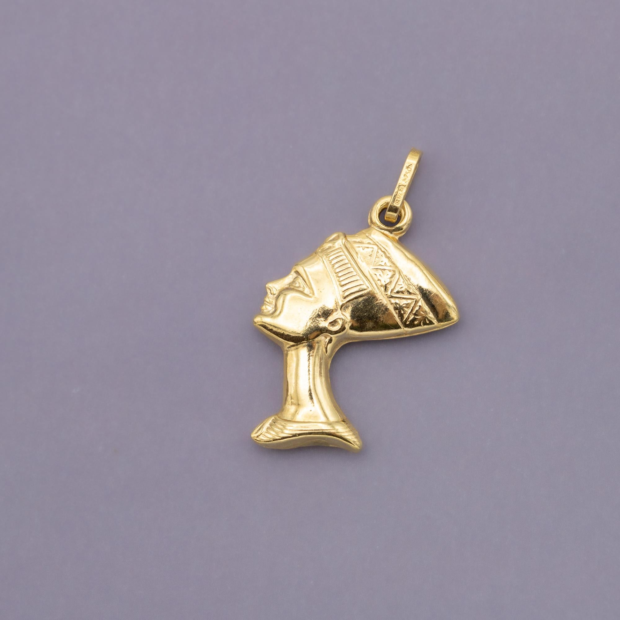 Nefertiti, pendentif royal en or jaune massif 18 carats, porte-bonheur 2