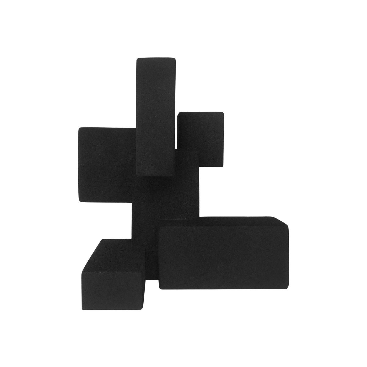 American Abstract Sculpture in Matte Black Rubber Finish Dan Schneiger For Sale