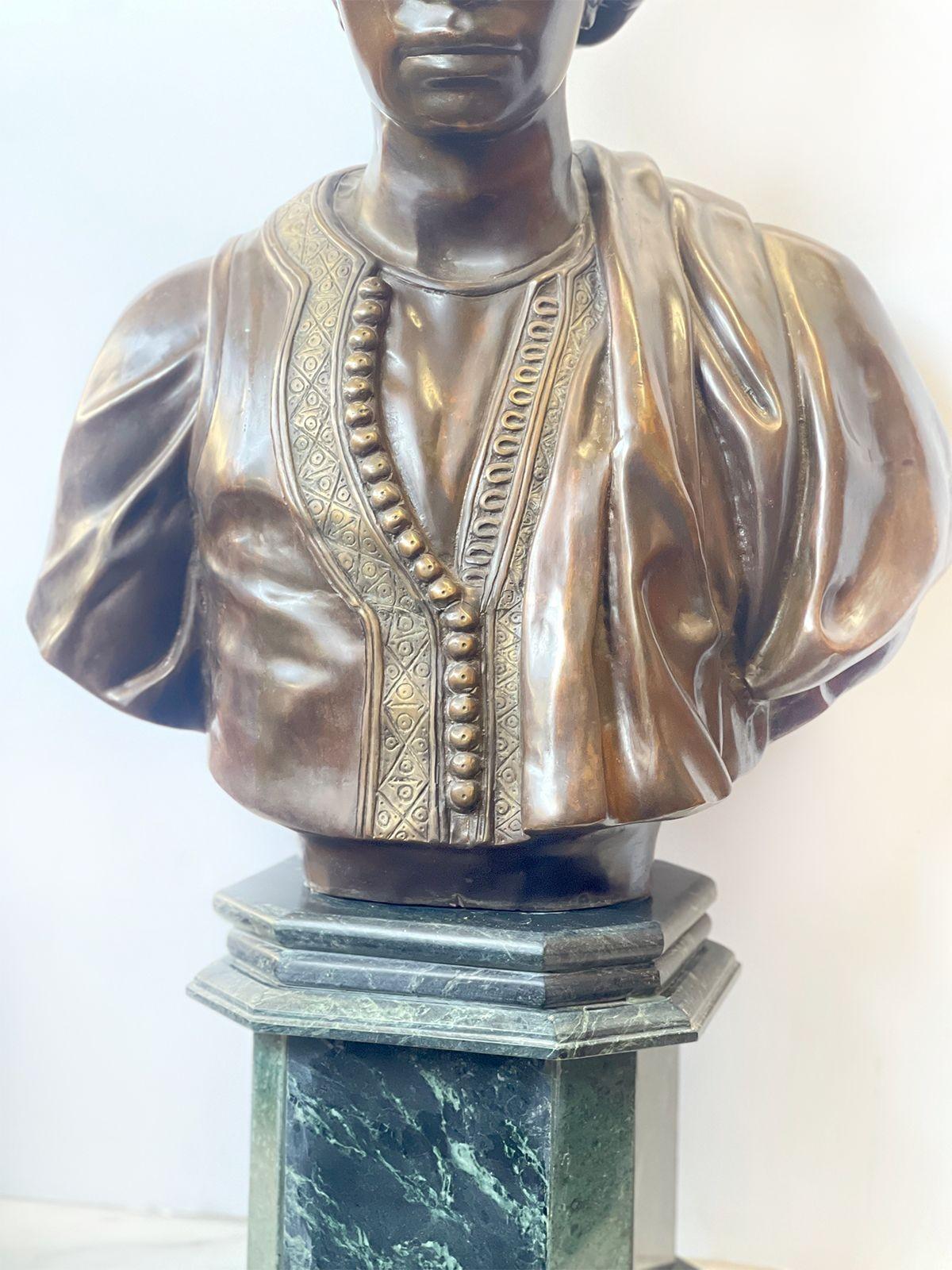 French Nègre Du Soudan Bronze and Marble Bust After Charles-henri-Joseph For Sale