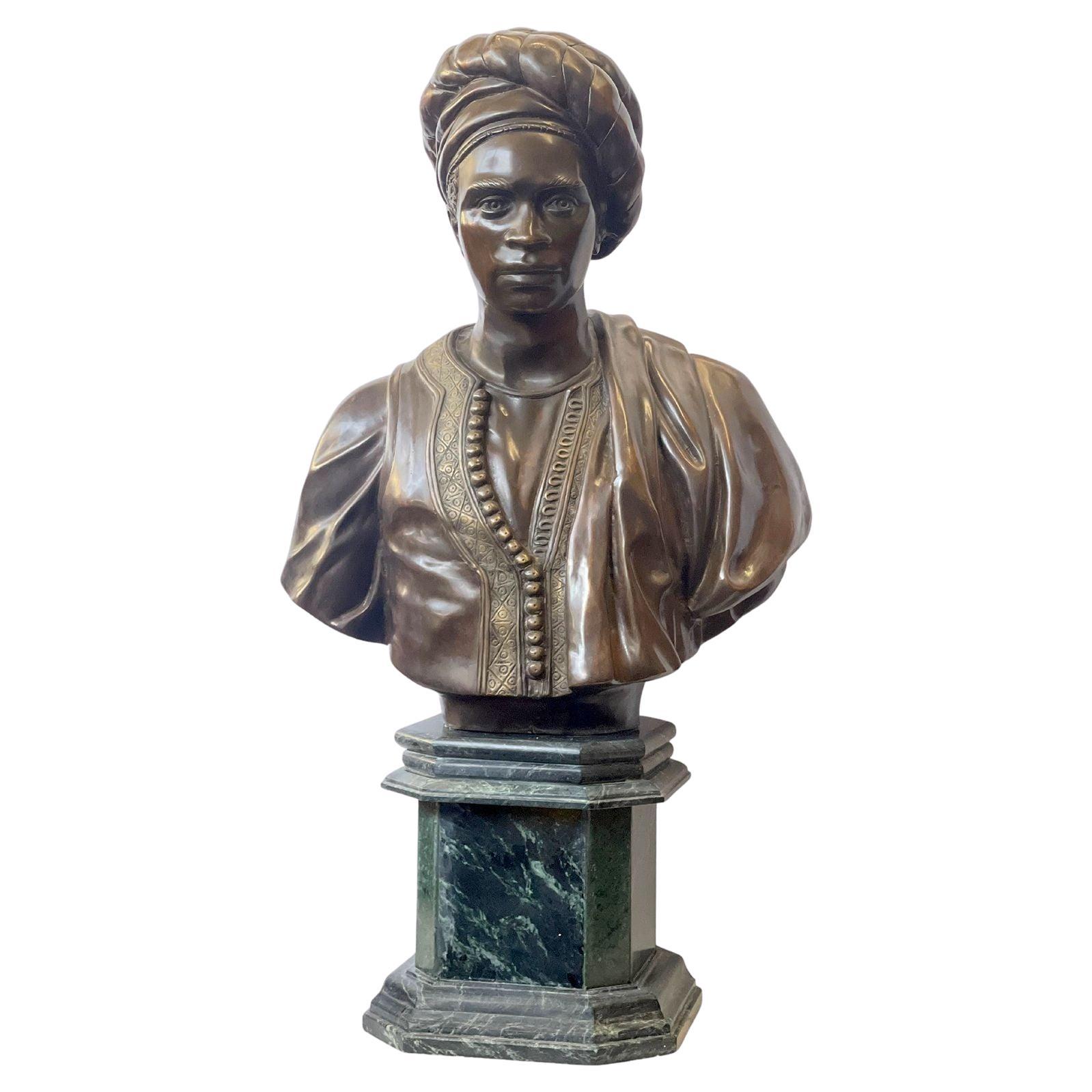 Nègre Du Soudan Bronze and Marble Bust After Charles-henri-Joseph For Sale