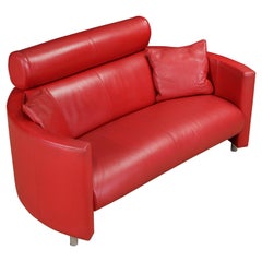 'Negresco' Post-Modern Adjustable Leather Loveseat by Bernard Massot, Signed