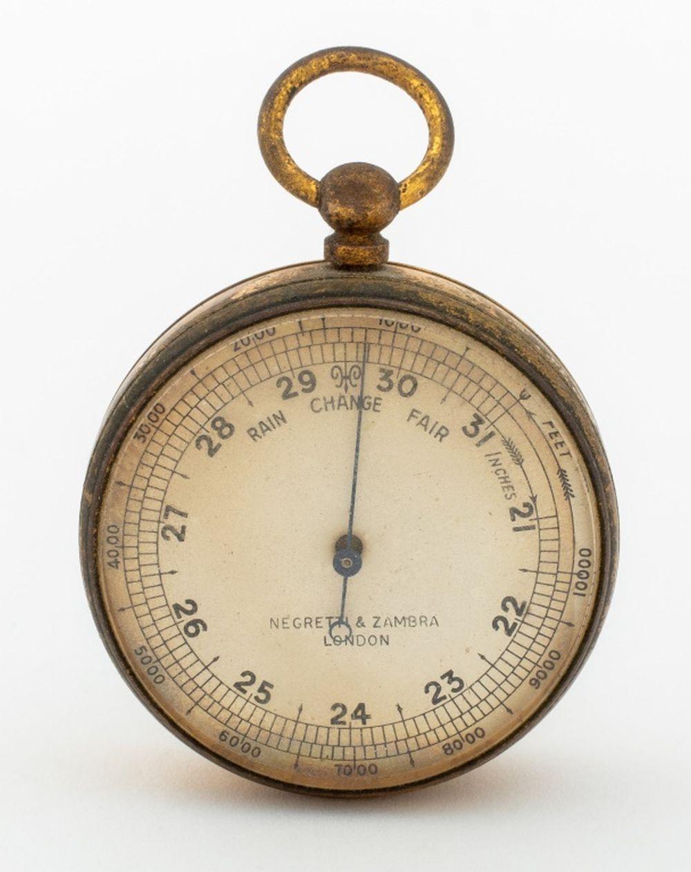 Modern Negretti & Zambra Brass Pocket Barometer For Sale