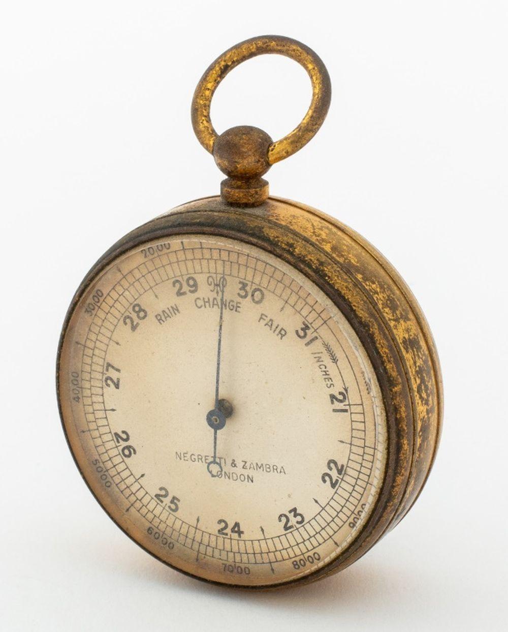 British Negretti & Zambra Brass Pocket Barometer For Sale