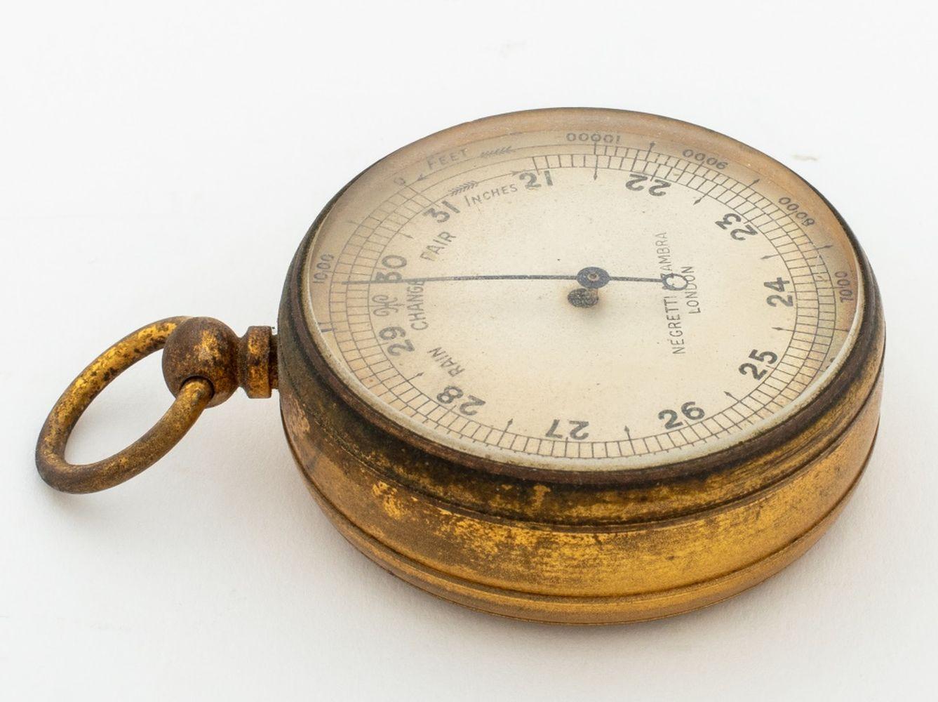 20th Century Negretti & Zambra Brass Pocket Barometer For Sale