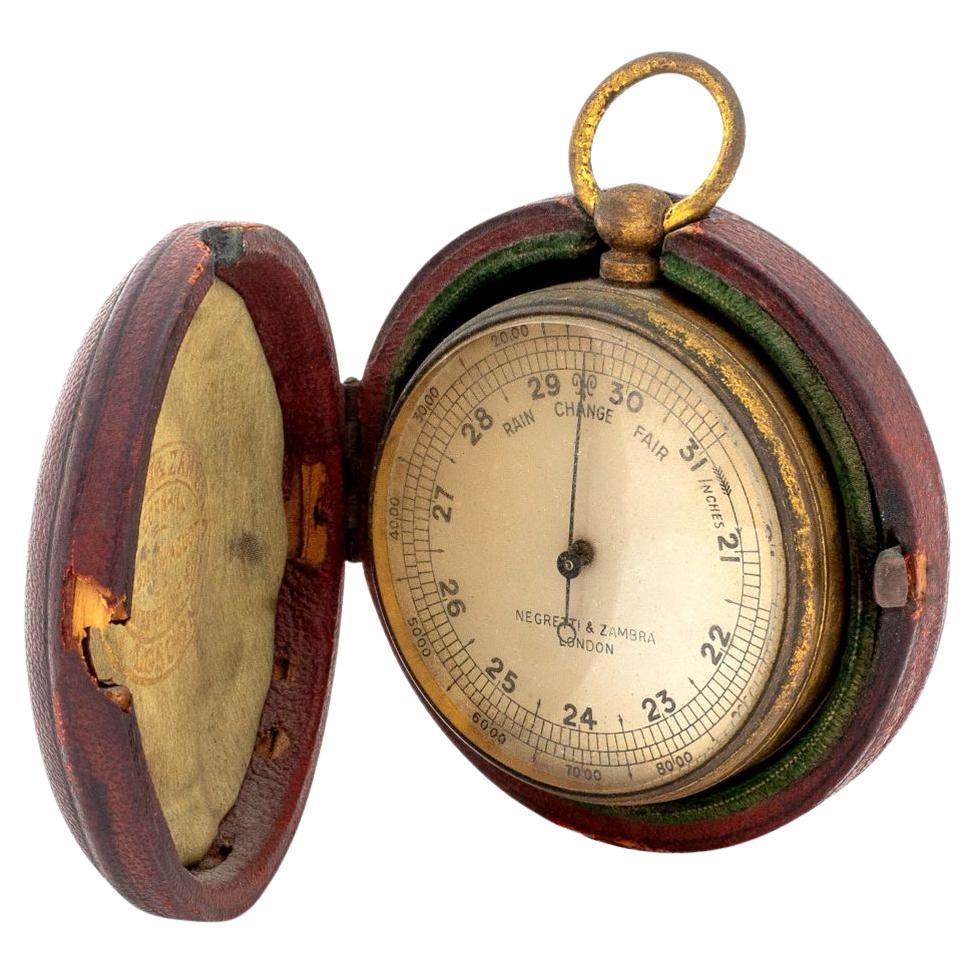 Negretti & Zambra Brass Pocket Barometer For Sale