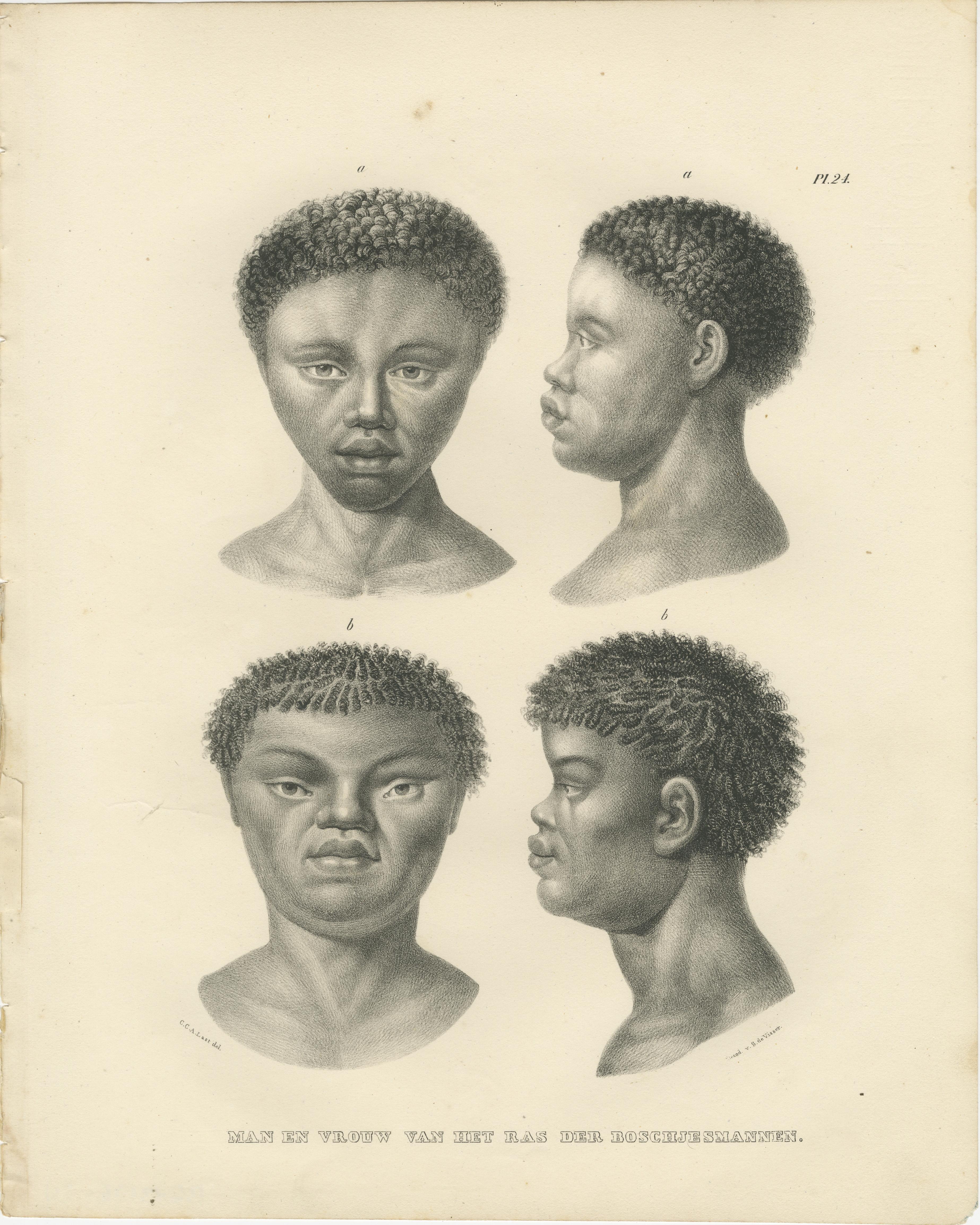 Negro and Bushmen Portraits, Lithographs by C. Last, 1836, Ethnographic Studies For Sale 2