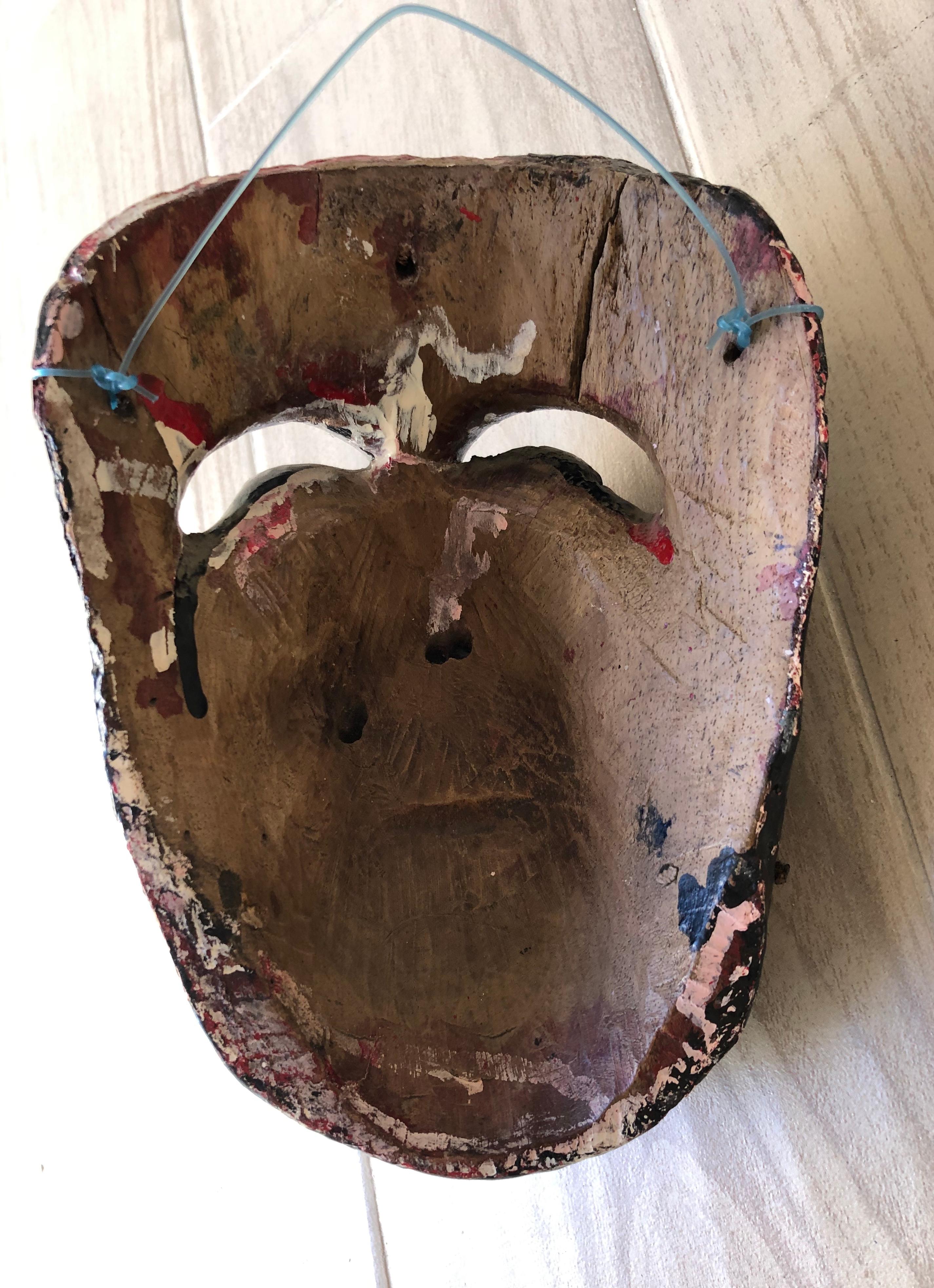 Hand-Carved Negro Costeño Carnaval Mask, Costa Chica, Guerrero Mexico