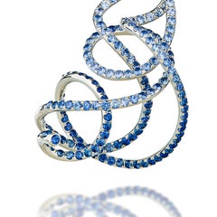 Neha Dani Blue Sapphire, Pink Pear Shape Tourmaline and Diamond Elpeeda Earrings