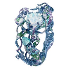Neha Dani Mexican Opal, Diamond, Paraiba Tourmaline Titanium Vruta Cuff Bracelet
