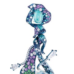 Neha Dani Mexican Opal, Paraiba Tourmaline, Diamond, Titanium Ridhaya Earrings