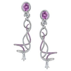 Neha Dani Natural Purple Sapphire, Shield Cut White Diamonds Gold Advay Earrings