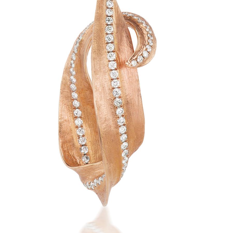 Contemporary Neha Dani Rose Cut White Diamonds Set in 18K Rose Gold Callista Hoop Earrings