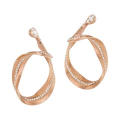 Neha Dani Rose Cut White Diamonds Set in 18K Rose Gold Callista Hoop Earrings