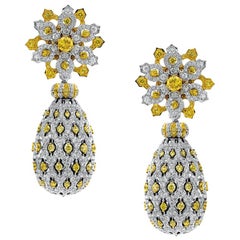 Neha Dani Yellow Diamonds and White Diamonds White Gold Anjum Mughal Earrings