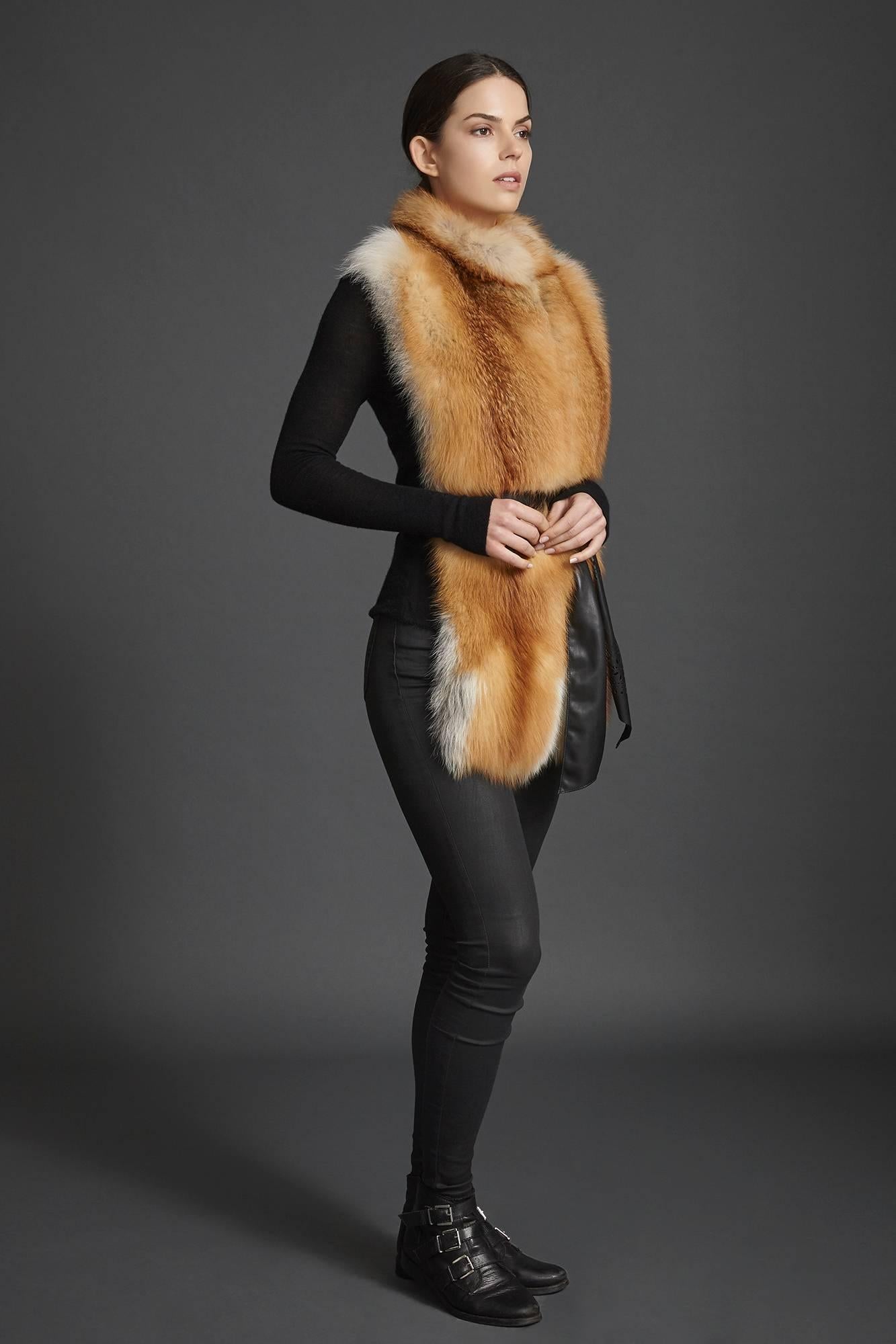 Women's or Men's Verheyen London Nehru Collar Stole in Natural Red Fox Fur