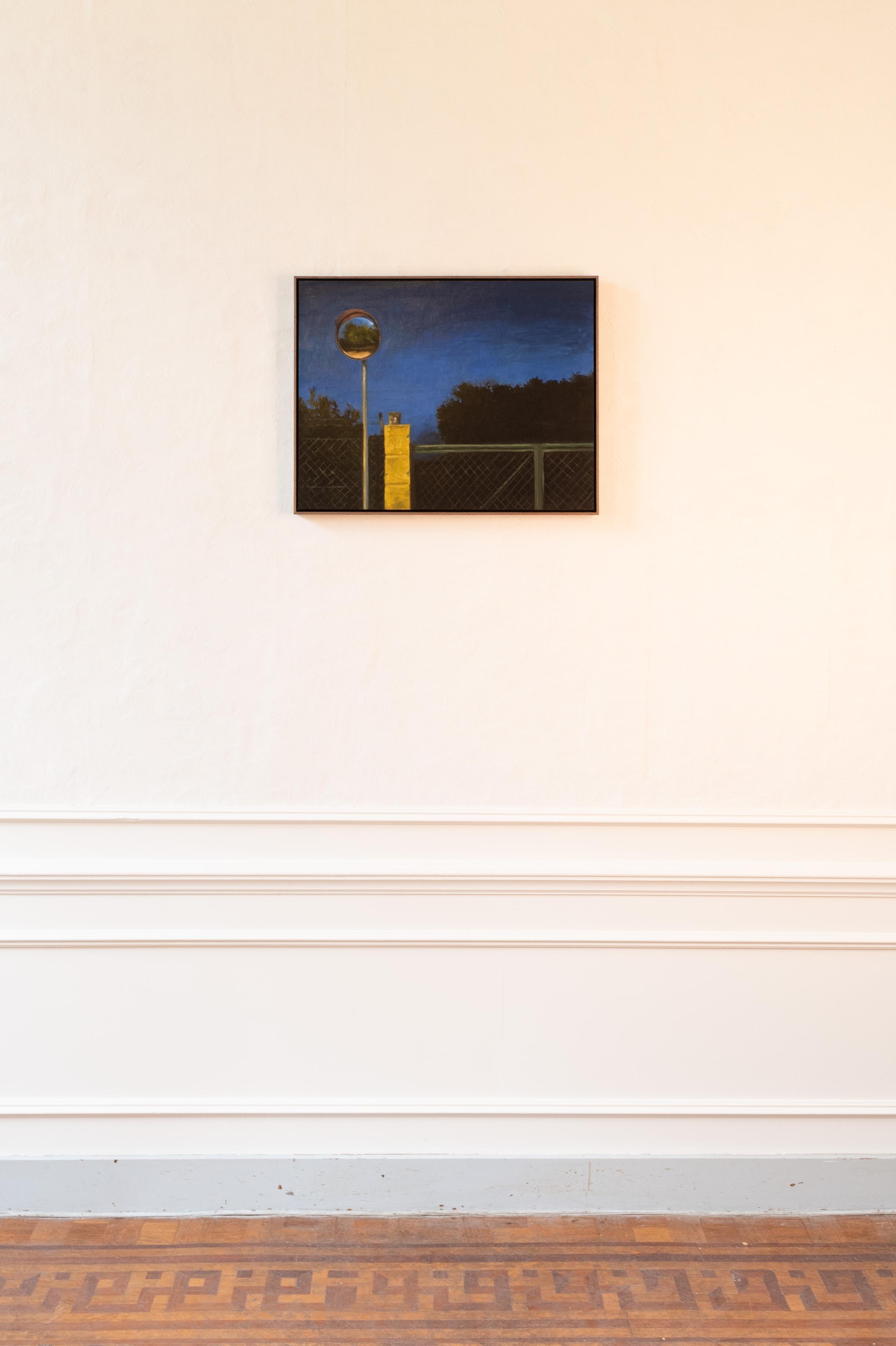 Öl auf Leinwand Gemälde „mirror, blue hour (2023)“, Gemälde (Realismus), Painting, von Neide Carreira