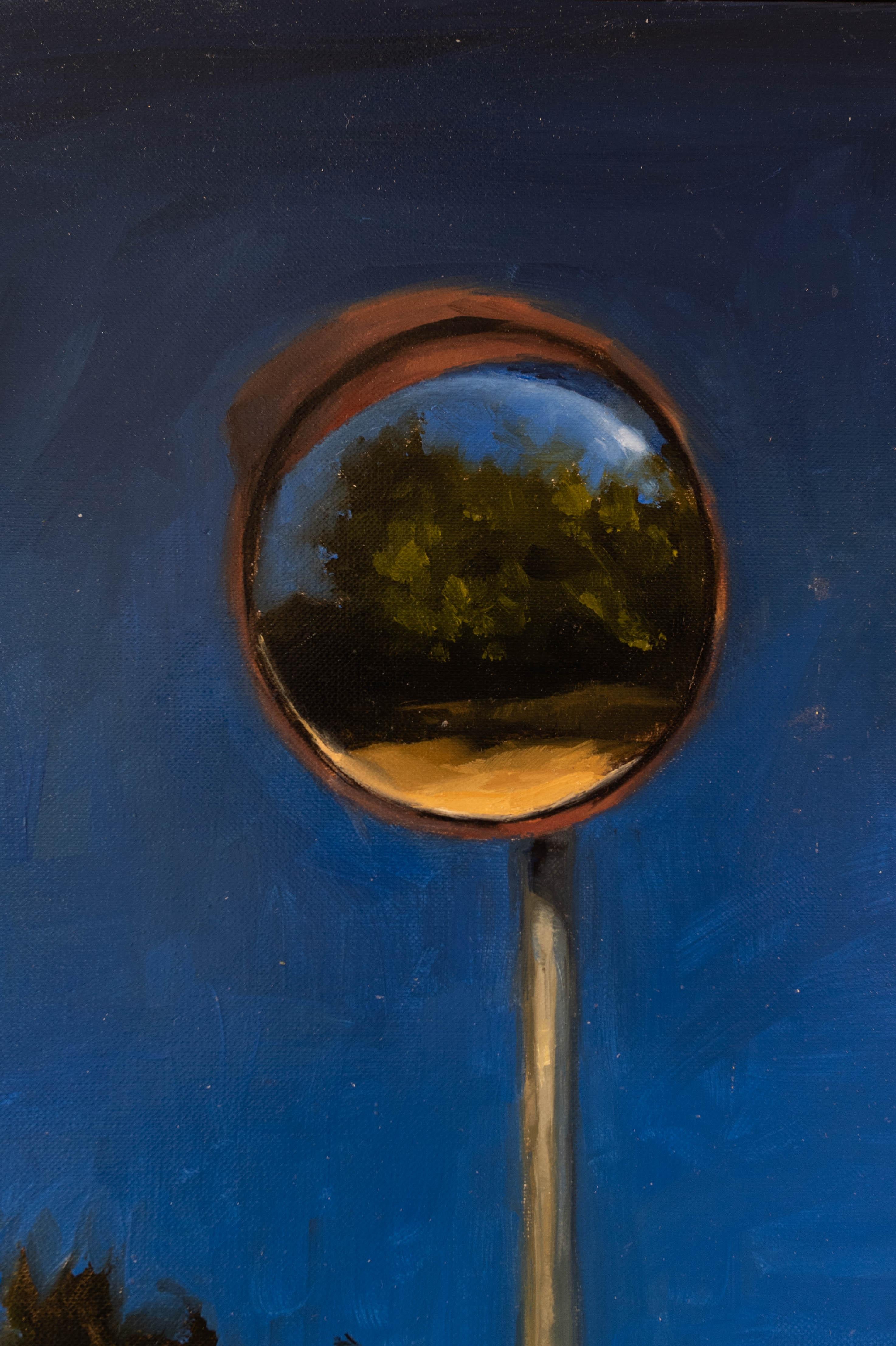 Öl auf Leinwand Gemälde „mirror, blue hour (2023)“, Gemälde (Schwarz), Landscape Painting, von Neide Carreira