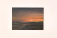 Set of 3 romantic evening light landscape paintings on thin wood panel (2022)