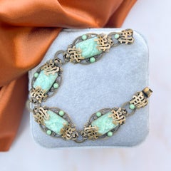 Neiger Brothers 1920s East Asian Inspired Antique Peking Glass Dragon Bracelet