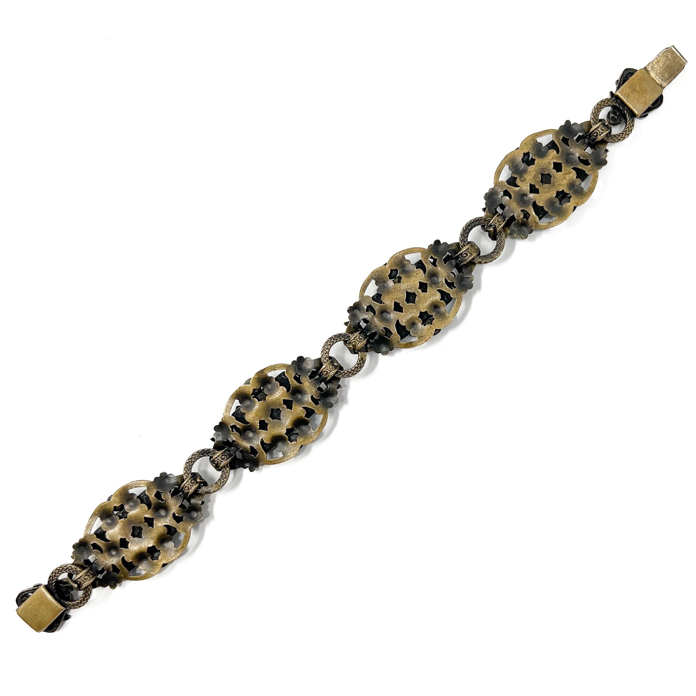 Neiger Brothers 1920s East Asian Inspired Antique Peking Glass Dragon Bracelet For Sale 2