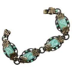 Neiger Brothers 1920s East Asian Inspired Antique Peking Glass Dragon Bracelet