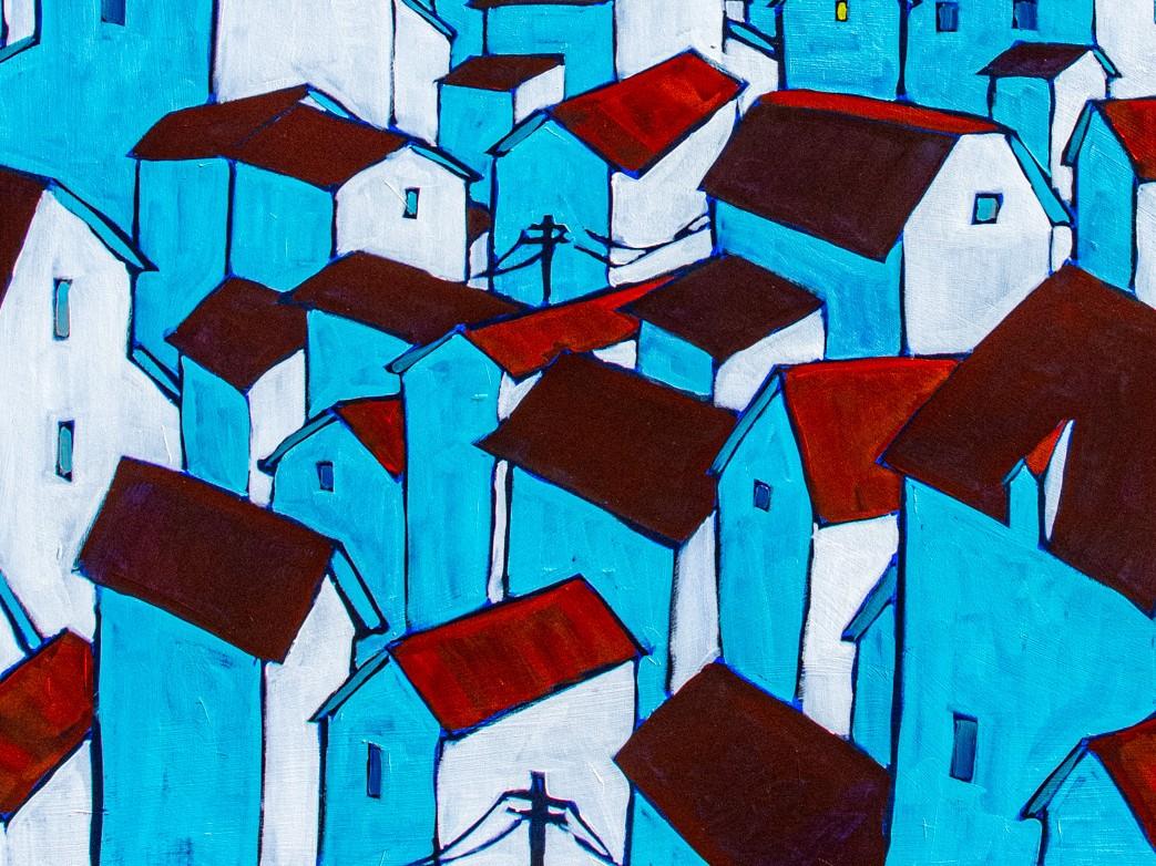 Nachbarn von James Mattison, 36x48, Öl auf Leinwand aus Holz, 2024 (amerikanisch) im Angebot