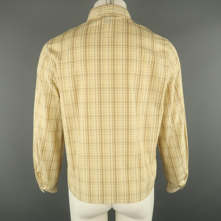 Men's NEIL BARRETT 40 Size M Khaki Painted Cotton Zip Up Jacket For Sale