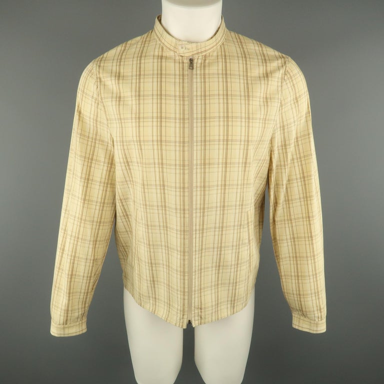 NEIL BARRETT 40 Size M Khaki Painted Cotton Zip Up Jacket For Sale 3