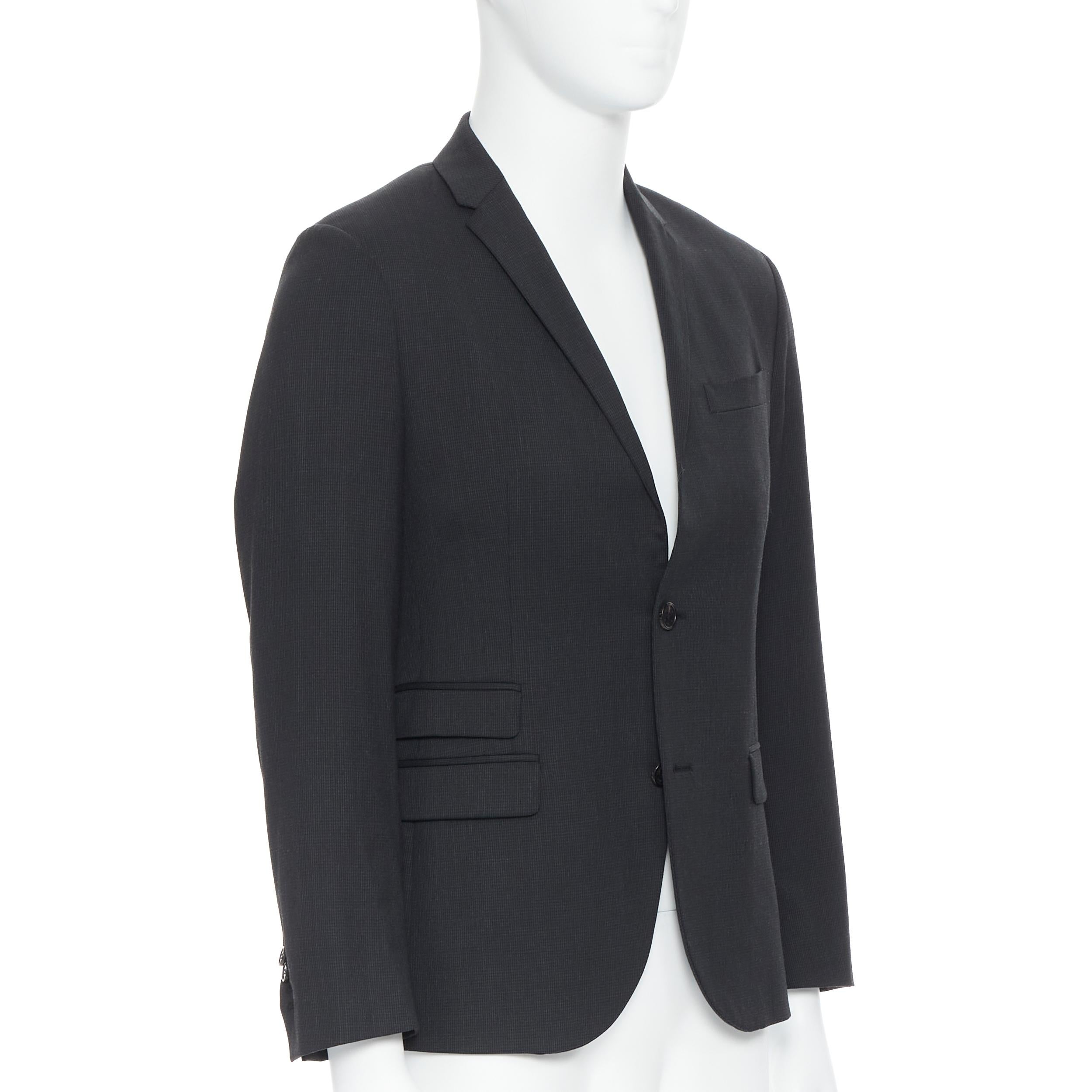 Black NEIL BARRETT black check slim collar 3-pocket slim fit blazer jacket IT44 XS