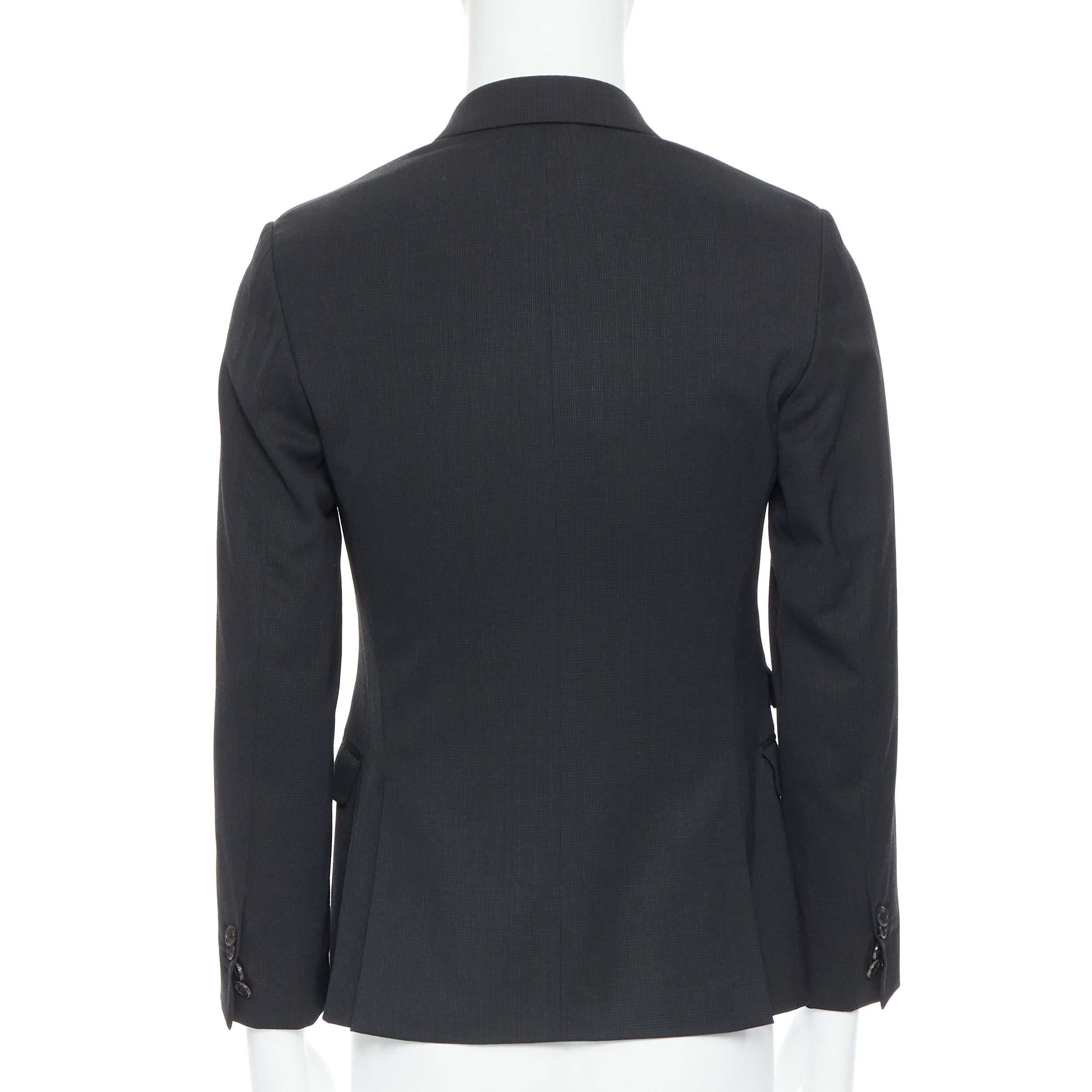 Men's NEIL BARRETT black check slim collar 3-pocket slim fit blazer jacket IT44 XS