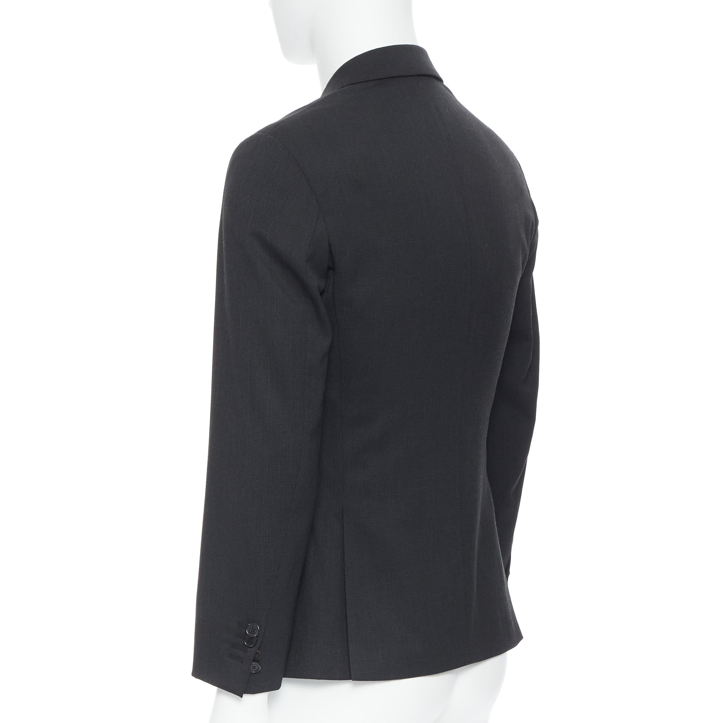 NEIL BARRETT black check slim collar 3-pocket slim fit blazer jacket IT44 XS 1