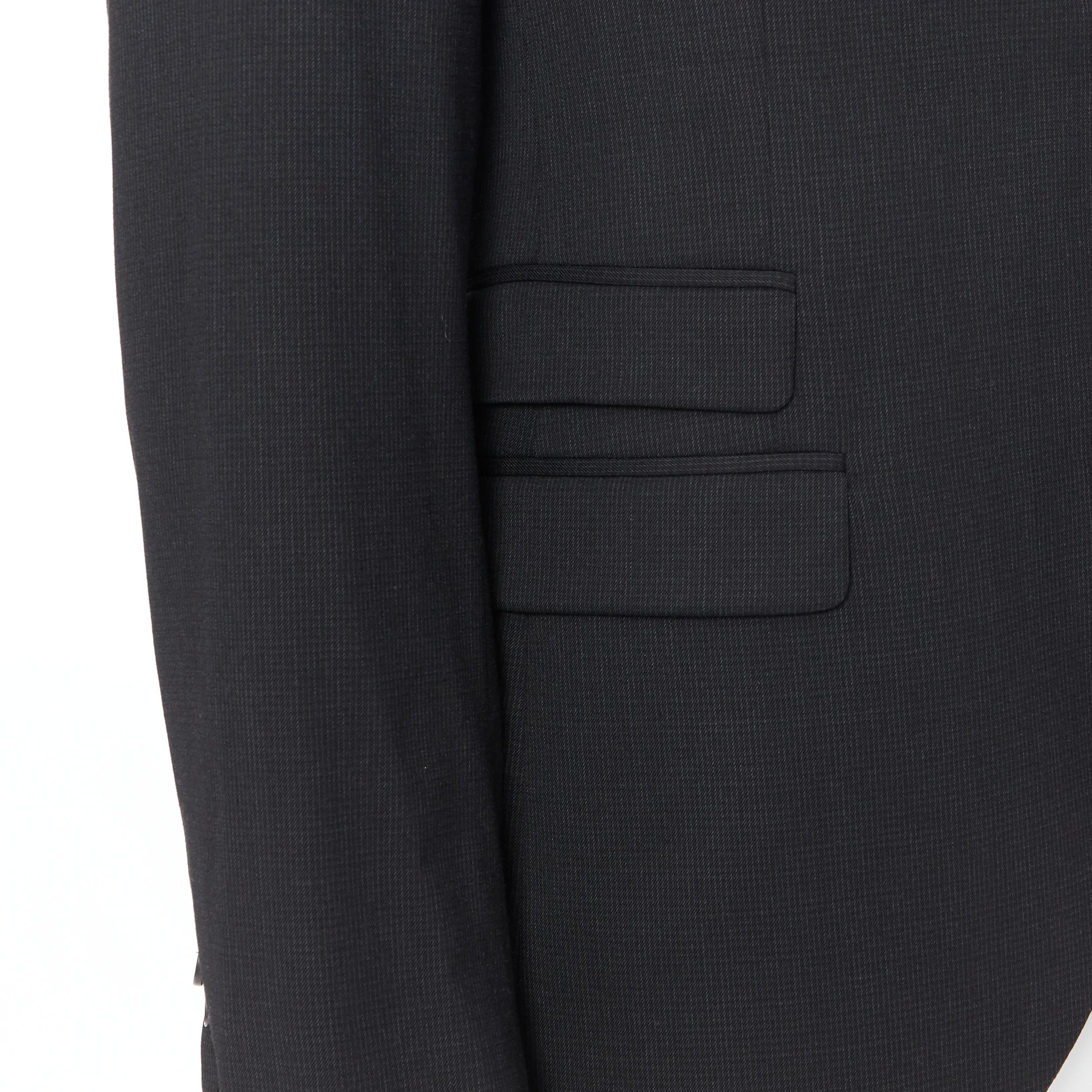 NEIL BARRETT black check slim collar 3-pocket slim fit blazer jacket IT44 XS 3