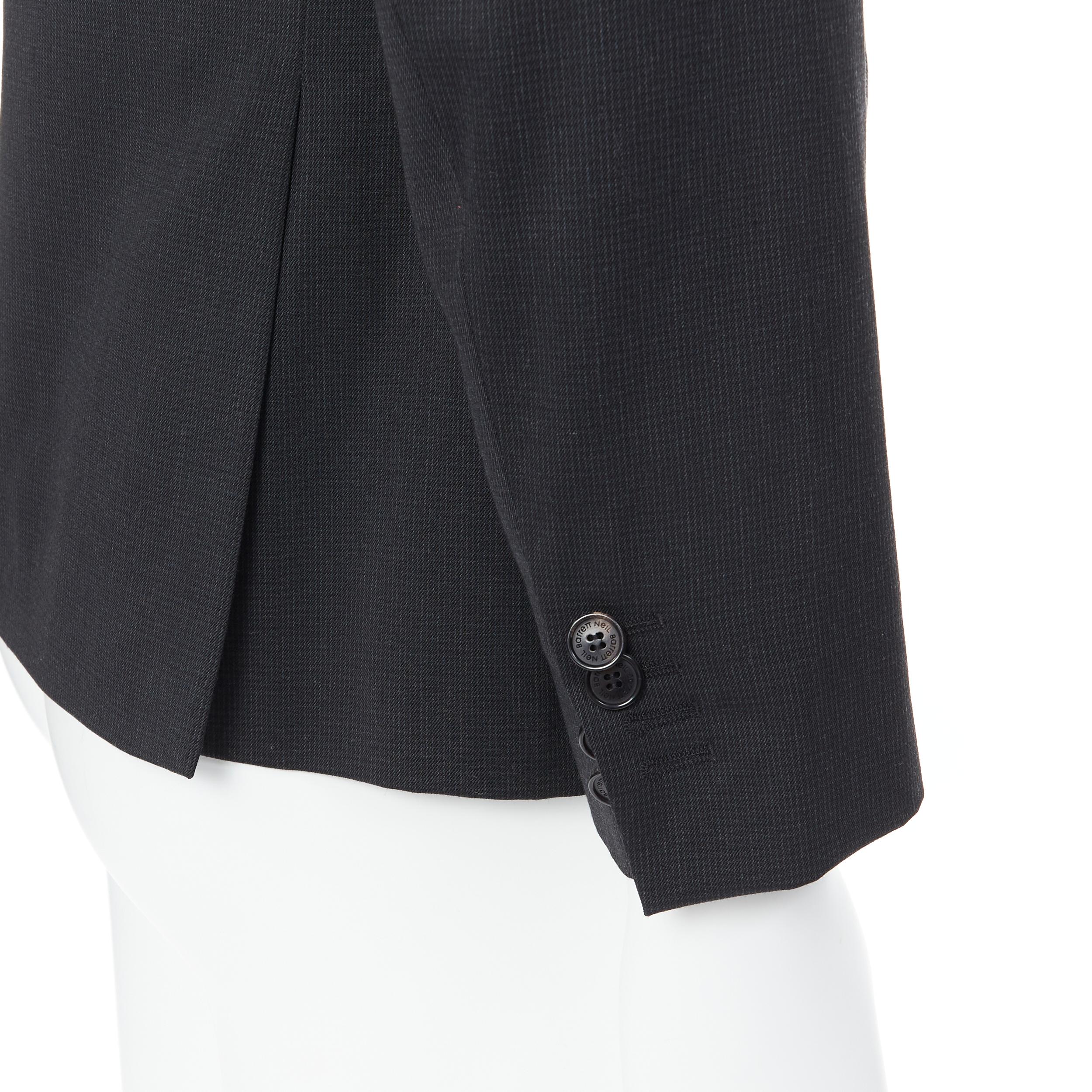NEIL BARRETT black check slim collar 3-pocket slim fit blazer jacket IT44 XS 4