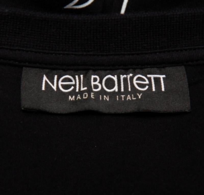 Neil Barrett Black Floral Bolt Printed Crewneck T-Shirt S For Sale 1