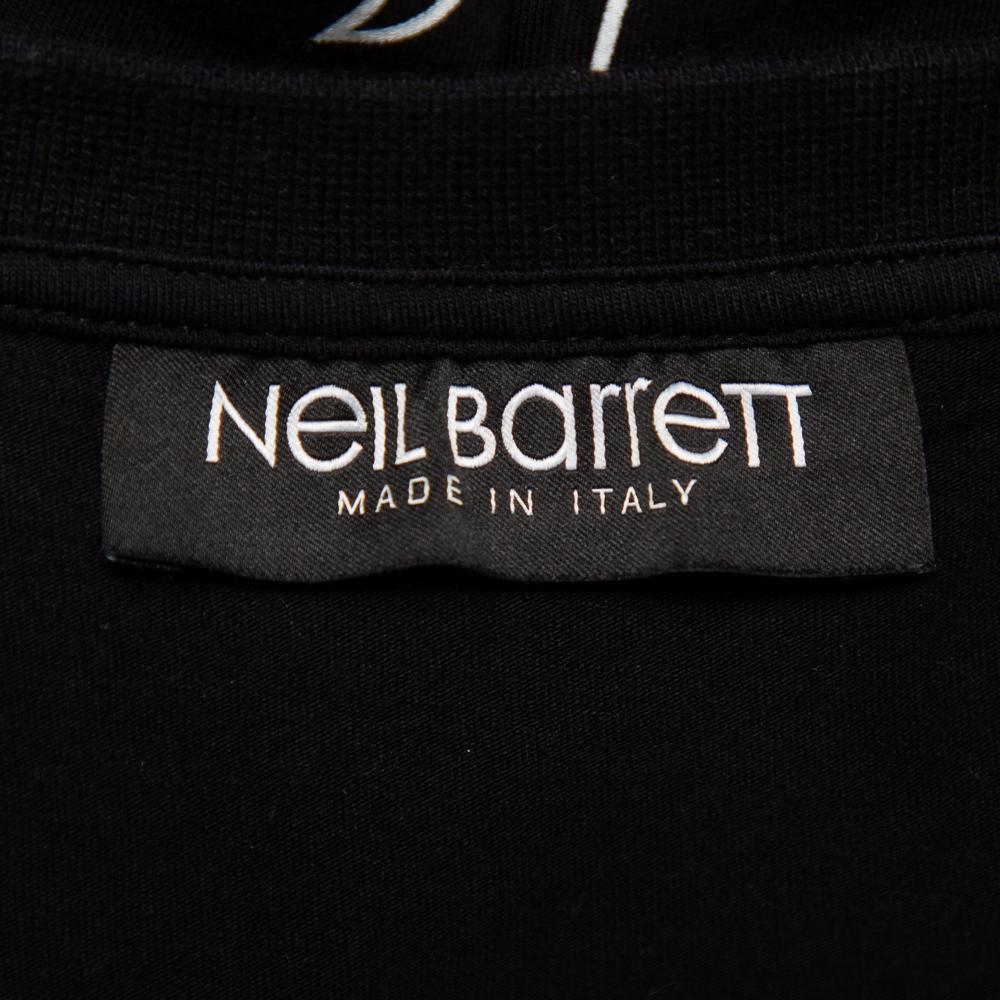 Neil Barrett Black Floral Bolt Printed Crewneck T-Shirt S 1