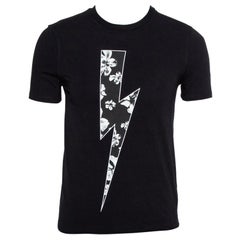 Neil Barrett Black Floral Bolt Printed Crewneck T-Shirt S