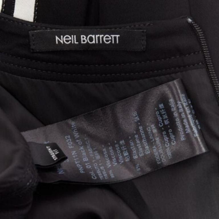 NEIL BARRETT black layered top white side stripes short crew jumpsuit FR38 M For Sale 3