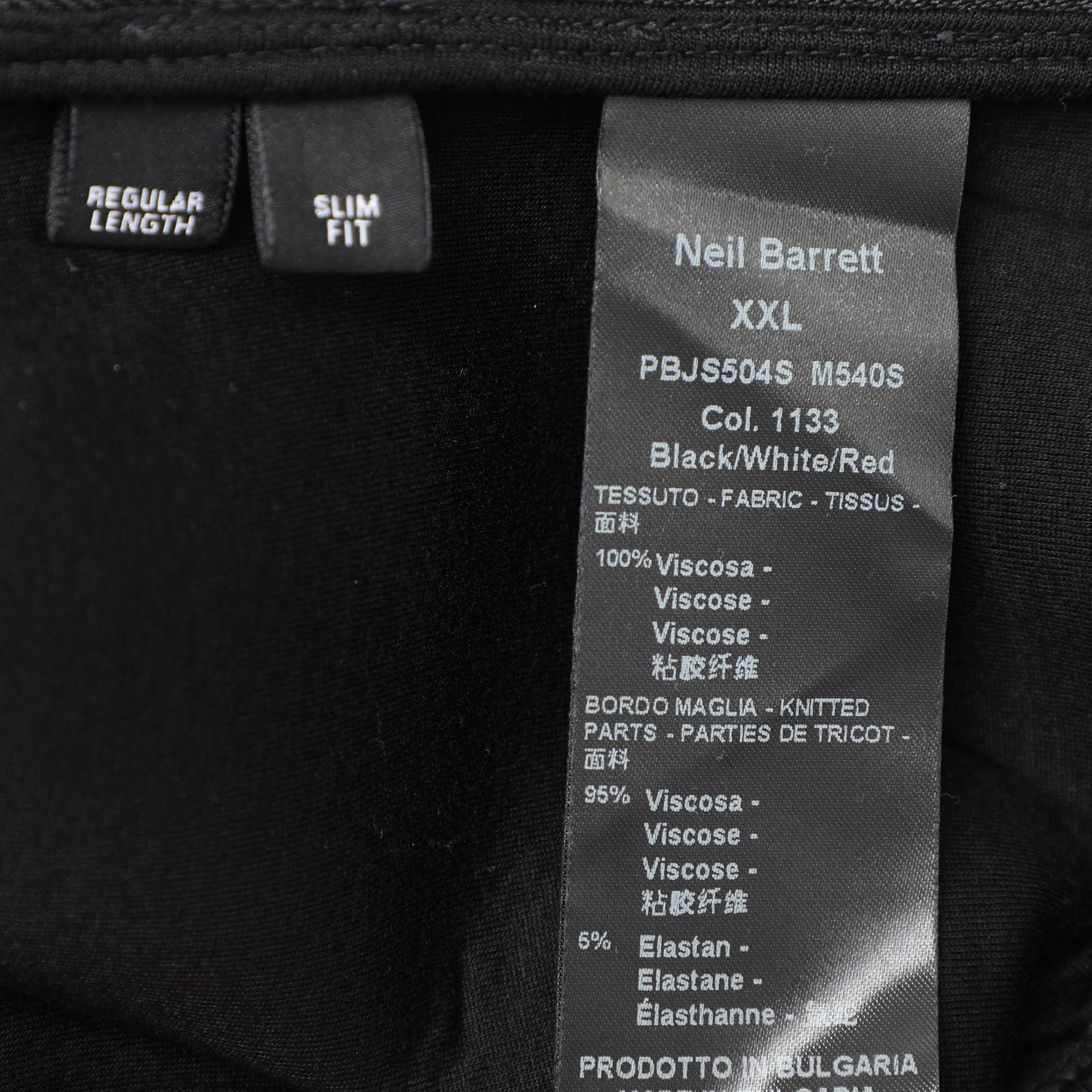 Neil Barrett Noir Neoprene 3D Lightning Bolt Print Sweatshirt XXL en vente 1