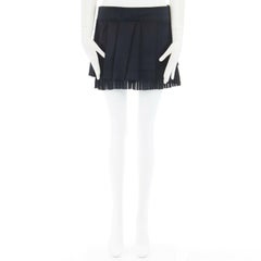 NEIL BARRETT black pleated satin silk micro pleat layered mini aline skirt IT40