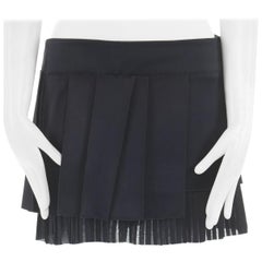 NEIL BARRETT black pleated satin silk micro pleat layered mini aline skirt IT40