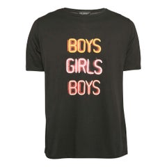 Neil Barrett Camiseta negra estampada de algodón y modal con cuello redondo M