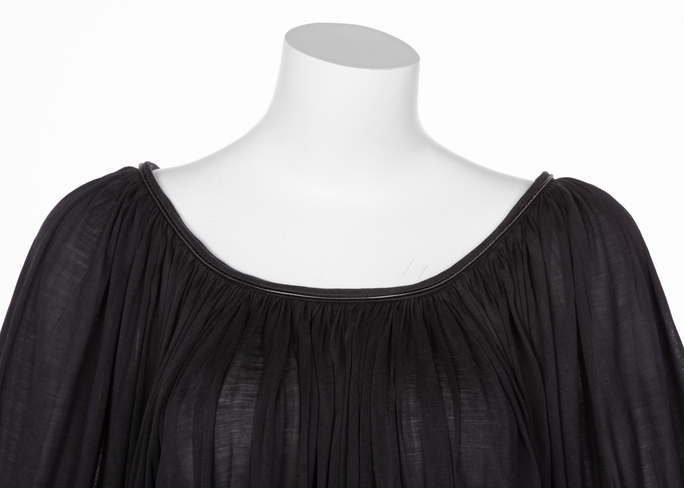 Women's Neil Barrett Black Silk Metal Detail Silk Blouse Tunic Top, 2015