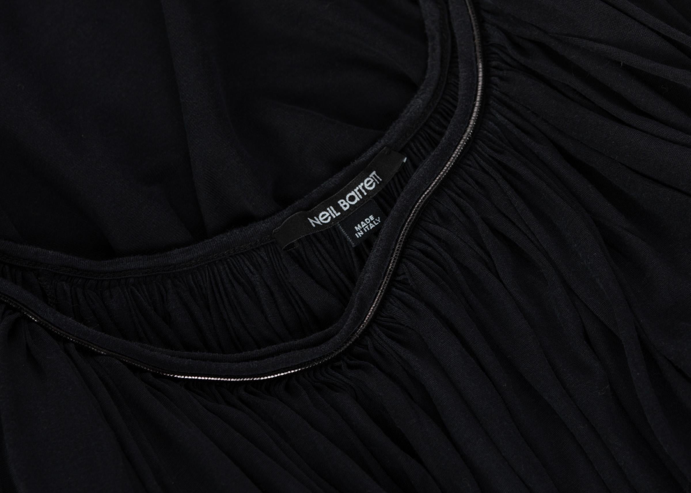 Neil Barrett Black Silk Metal Detail Silk Blouse Tunic Top, 2015 2