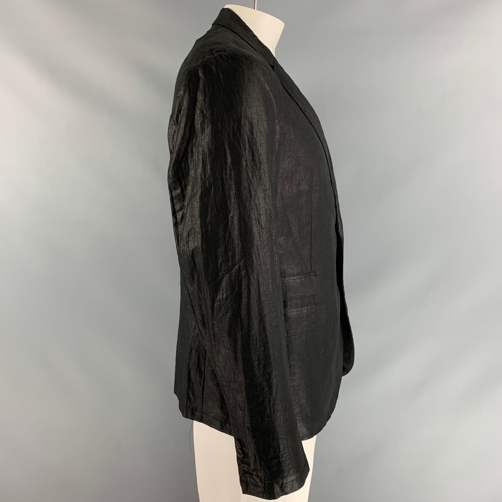 NEIL BARRETT Chest Size 42 Black Wrinkled Linen Notch Lapel Sport Coat In Excellent Condition In San Francisco, CA