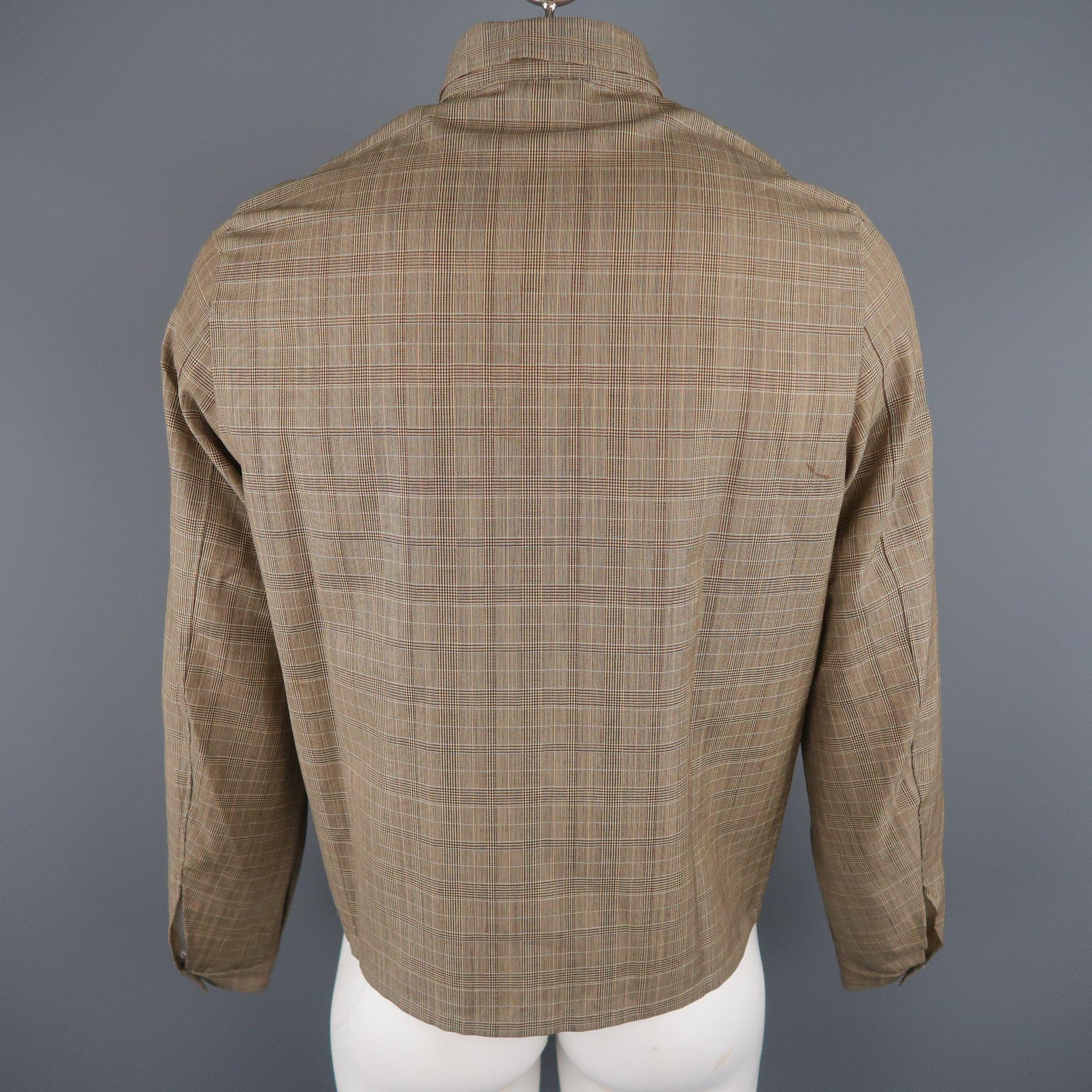 NEIL BARRETT Chest Size M Tan Plaid Wool Bomber Jacket In Good Condition In San Francisco, CA