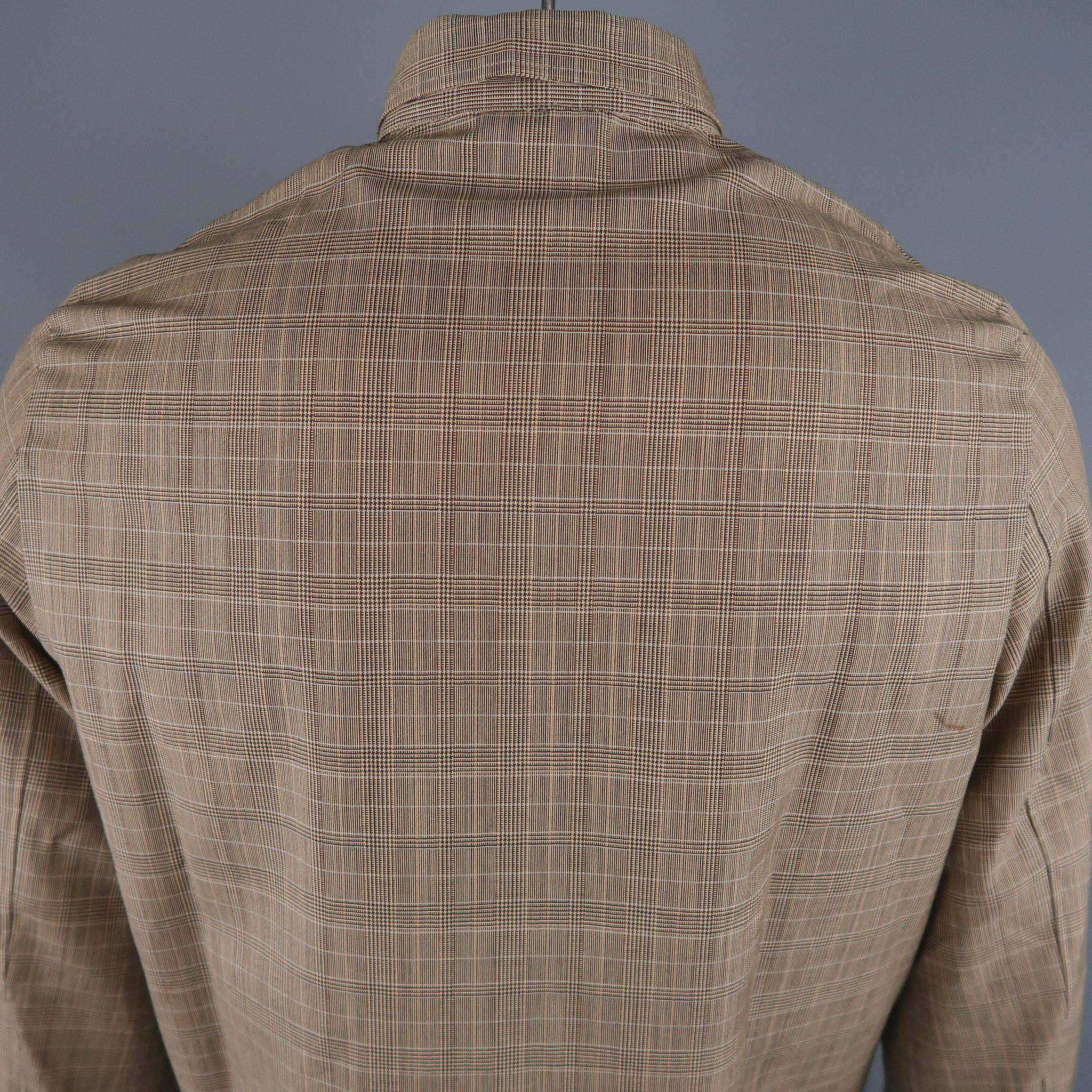 Men's NEIL BARRETT Chest Size M Tan Plaid Wool Bomber Jacket