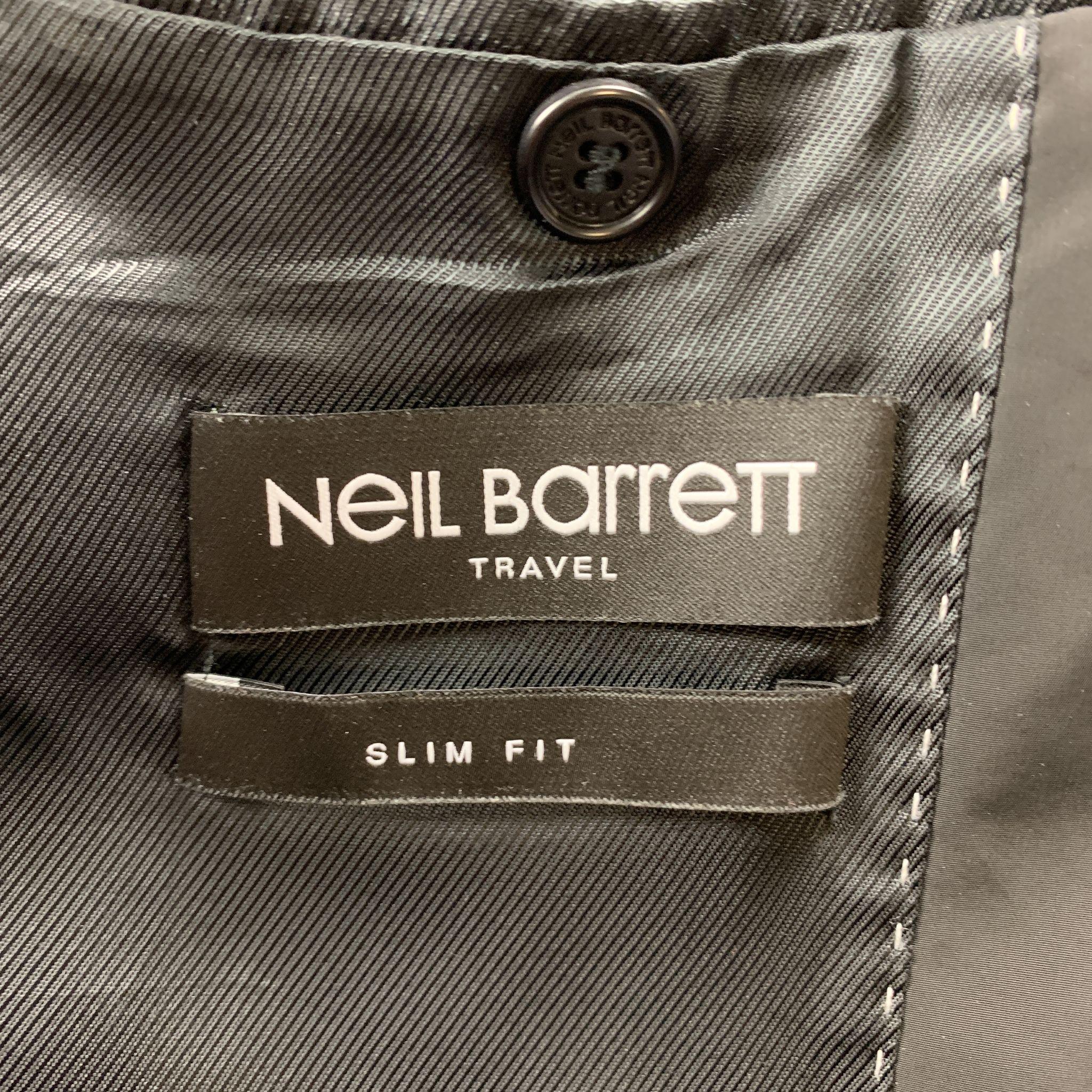 Men's NEIL BARRETT Chest Size S Solid Black Polyester Full Zip Jacket