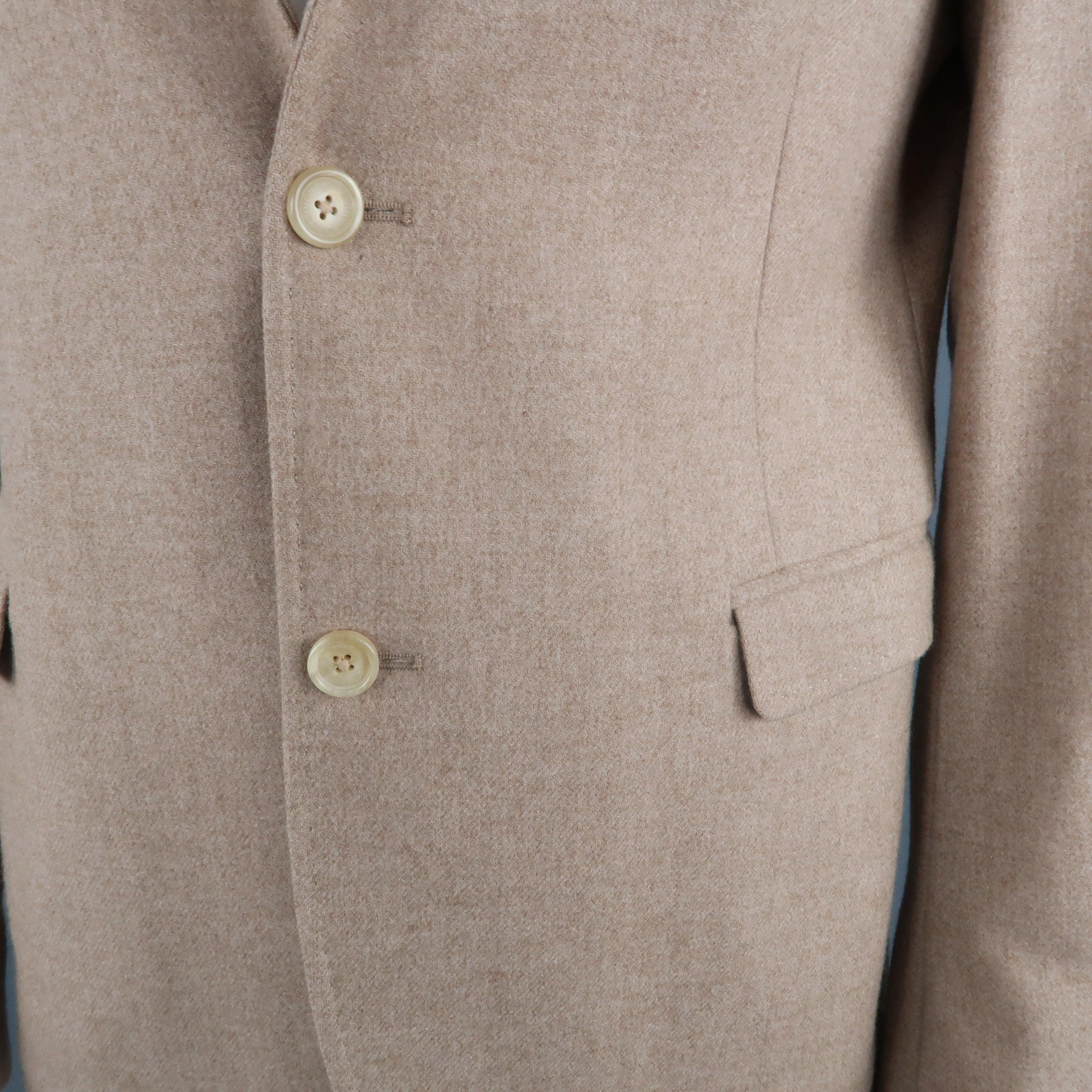NEIL BARRETT Chest Size XL Camel Solid Wool Notch Lapel Sport Coat In Excellent Condition For Sale In San Francisco, CA