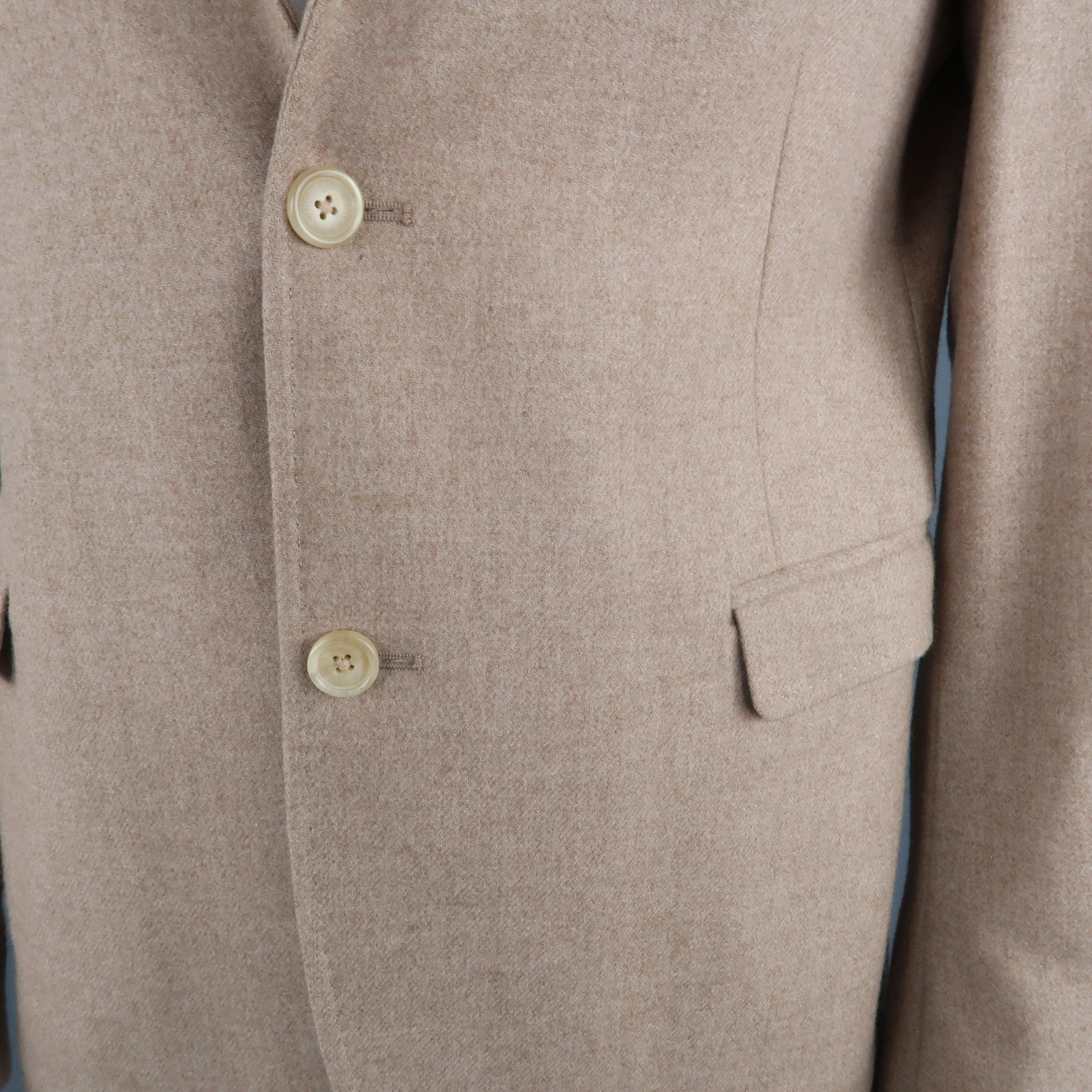 Brown NEIL BARRETT Chest Size XL Camel Solid Wool Notch Lapel Sport Coat For Sale